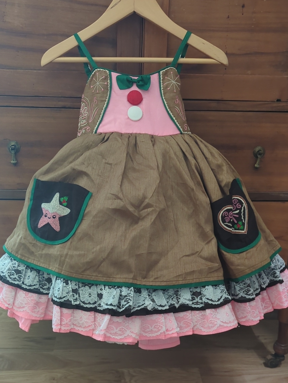 Oh Shana! Girls Gingerbread Dress With Bloomers